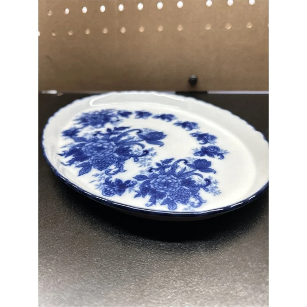 Miniature Blue & White Chinoiserie Porcelain Tea Set w/ Platter